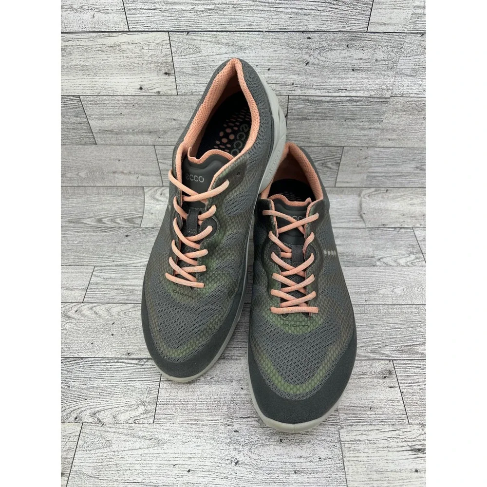 ECCO BIOM Fjuel Mesh‎ Sneaker Grey Pink Lace Up Comfort Walking Shoes EU 38 US 7